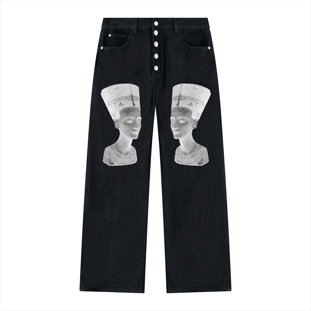 Nefertiti Vintage Wash Wide Leg Denim Jeans