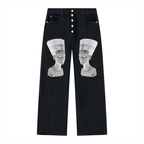 Nefertiti Vintage Wash Wide Leg Denim Jeans