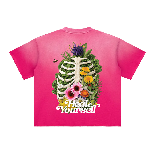 Heal Yourself Sun Fade Raw Edge T-Shirt