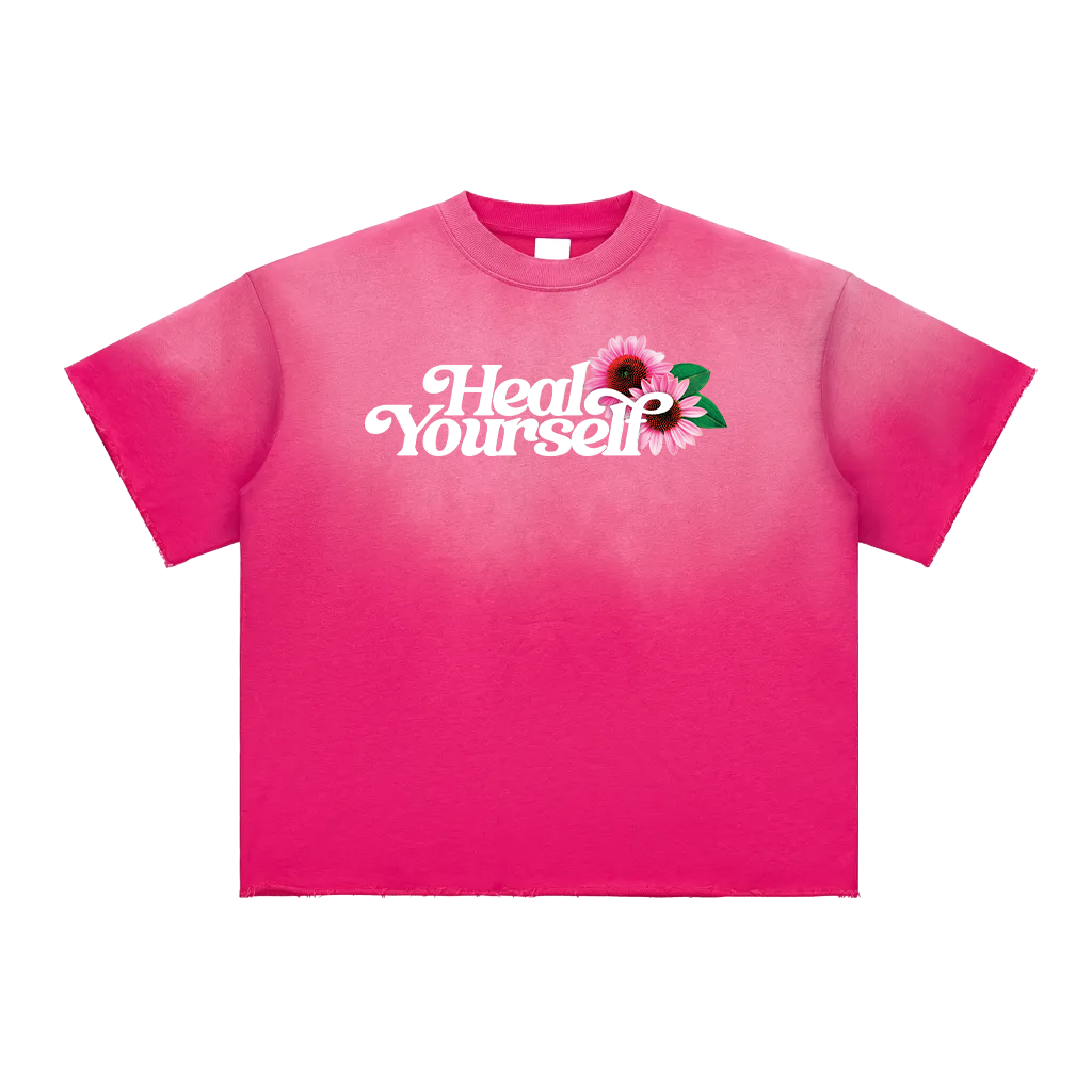 Heal Yourself Sun Fade Raw Edge T-Shirt